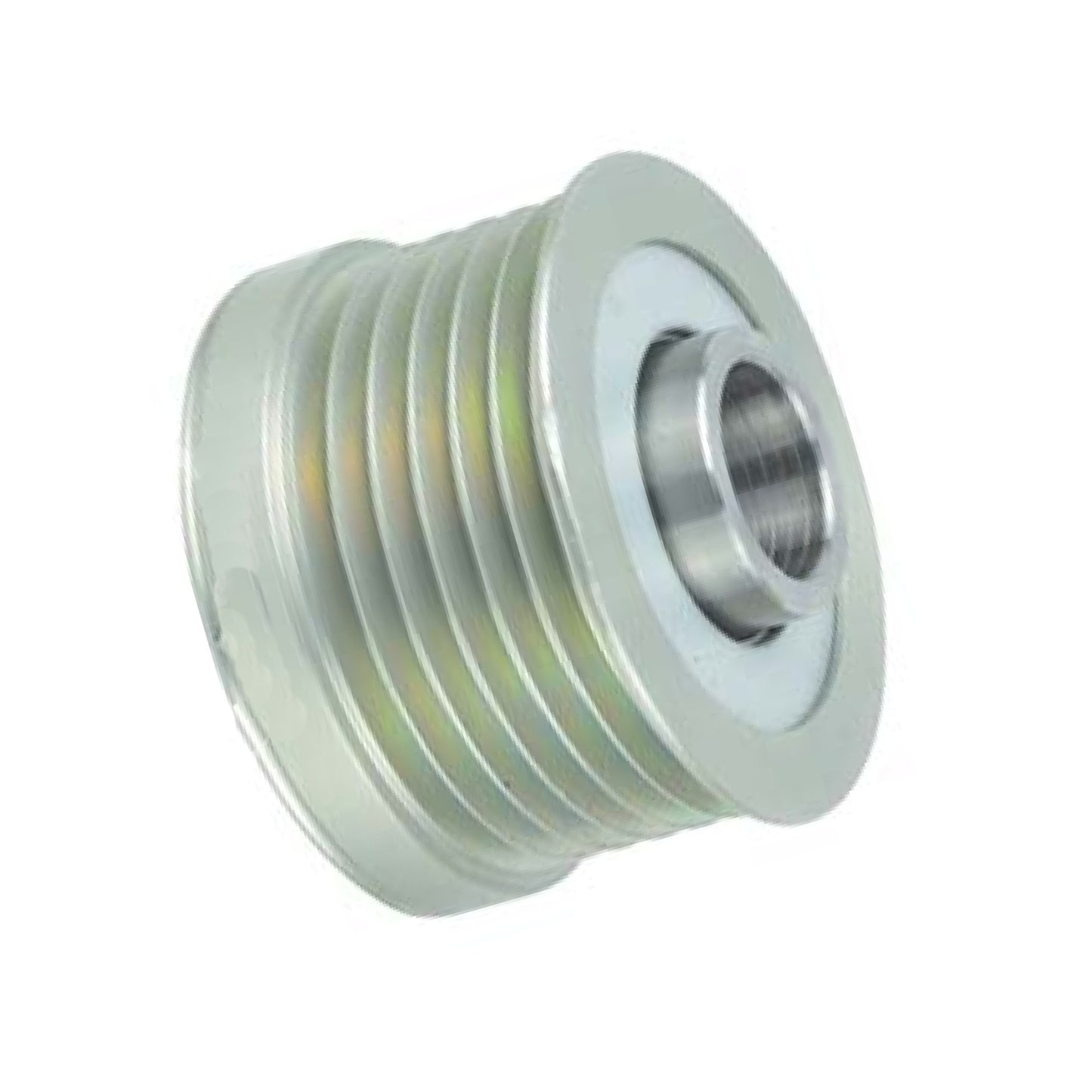 Alternator Pulley - Clutch 6 Groove, 17mm BORE, 50mm OD, 17mm X 1.5 THREAD, 8.5mm TO FIRST GROOVE, 6 GROOVE, OEM INA // Replaces INA F589191, Real 23058803OE, Zen 5773, Other: 79001056, W055-171N