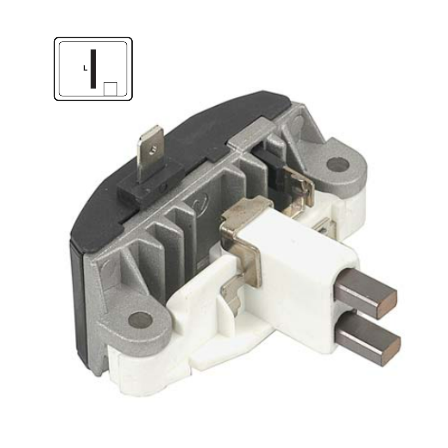 Voltage Regulator with Brushes for Bosch 0123315016, 0123315021, 0123505014, 0123505015, 0123505016; Volvo 5003996, 5003996-0, 5003996-5, 8602082, 8602096, 9162683, 9162683-0, 9162683-8, 9162684, 9164940, 9168006, 9442827, 9442827-0, 9442827-3 - IB520