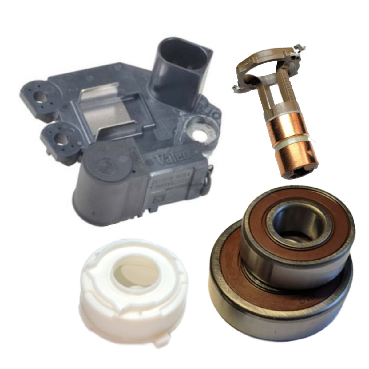12 Volt Alternator Voltage Regulator, Bearings, Brushes Kit | Replaces Mercedes A0041541706 & Valeo 599241