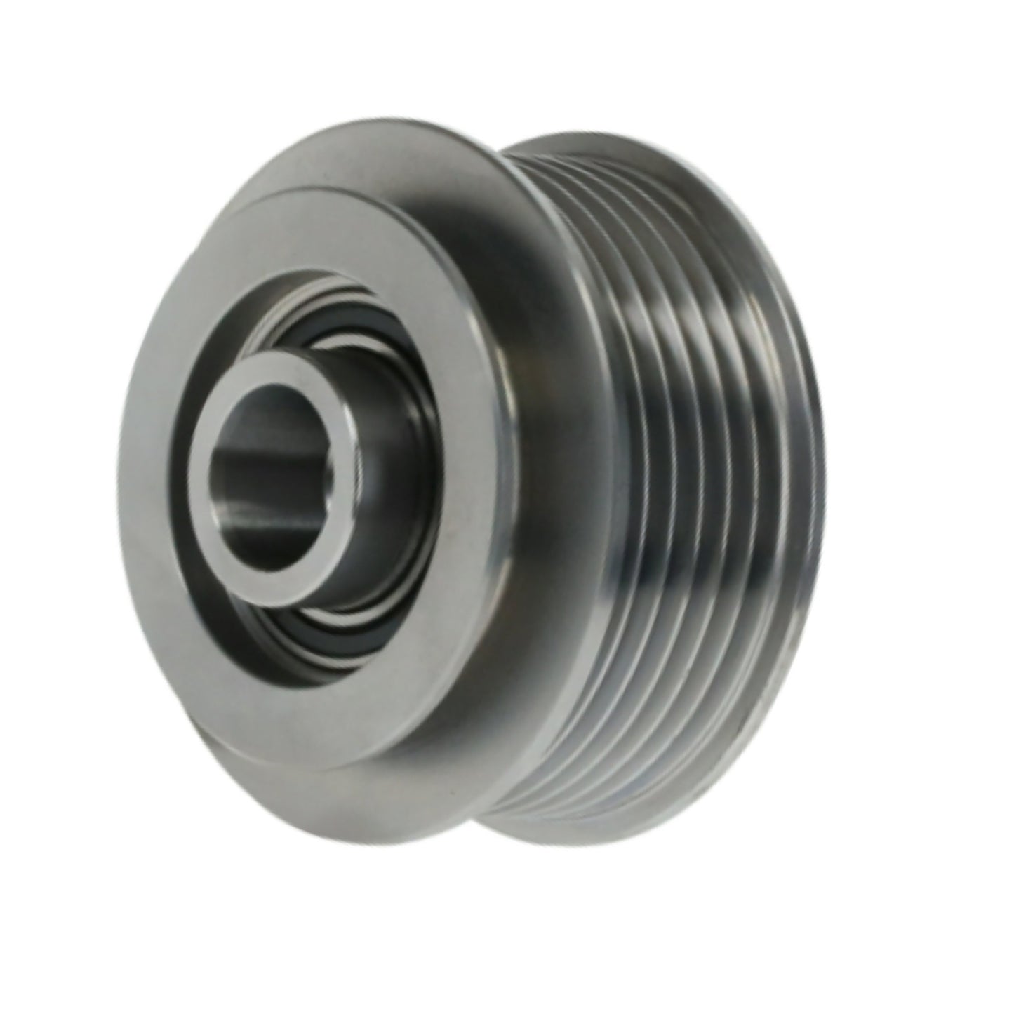 Alternator Pulley - Specifications: 6-Groove Clutch Pulley, for Valeo IR/IF Alternator, 64mm OD x 17mm Bore, M16 x 1.50 Thread - Hub To First Groove: 17.3mm, Length OA: 44.3mm, Od 64mm // Replaces: Audi, Volkswagen 06E-903-119E, 06E-903-119P, 06E903119E, 06E903119P, INA Bearing Co 535 0130 10, F-239779.01, F-239779.02, F-239779.03, F-239779.1, F-239779.3, Valeo 2601052, 2602216, 2602341, 2603530, 2604507, 2605407, 558084, 591641, 593920, Other: W052-54N, 79083464, 39341, 39343, 206-40008, 79083464 - 24-9428