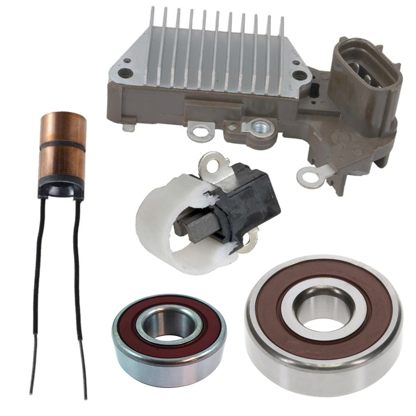 Alternator Rebuild Kit 1998-2002 Land Cruiser LX470 Regulator Bearings Brushes - 13856RK-A Regulator, Brushes, Sliprings, Bearings - Ships Fast from Texas!