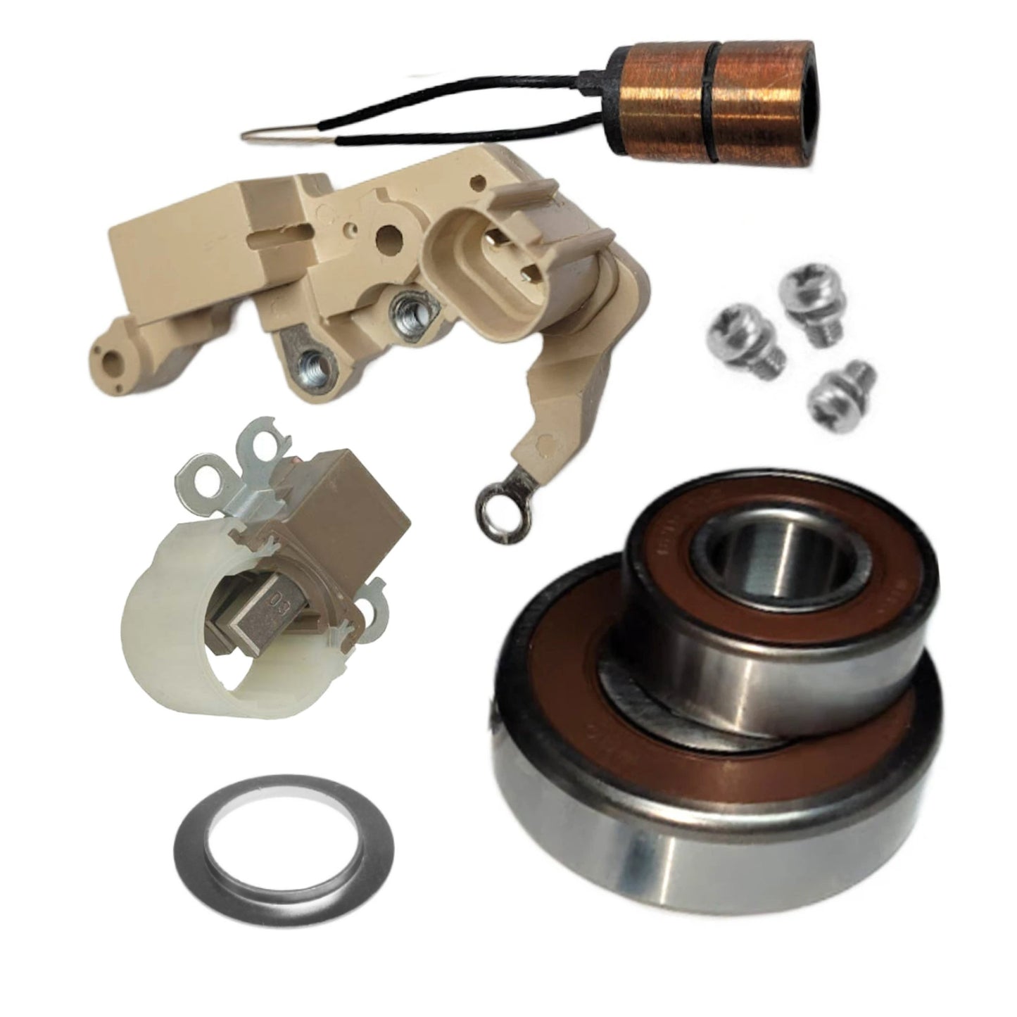 Alternator Rebuild Kit 2002-2005 Liberty 2.4, 2003-2006 Jeep Wrangler TJ 2.4 136 Amp - 13961RK-A - Chrysler 56044532AA, 56044532AB, 56044532AC, 56044532AD, Denso 121000-4520, 121000-4521, 121000-4550, 121000-4551