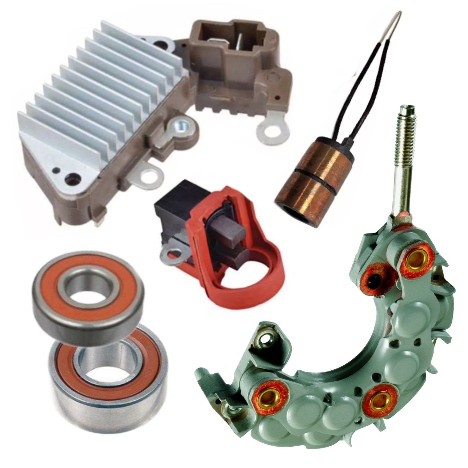 Alternator Rebuild Kit; Rectifier, Regulator, Bearings, Brushes, Slip rings - for Honda H6522 Tractor 100211-4500 CFA21 31600-ZG5-L01  - 100211-4500PRK 