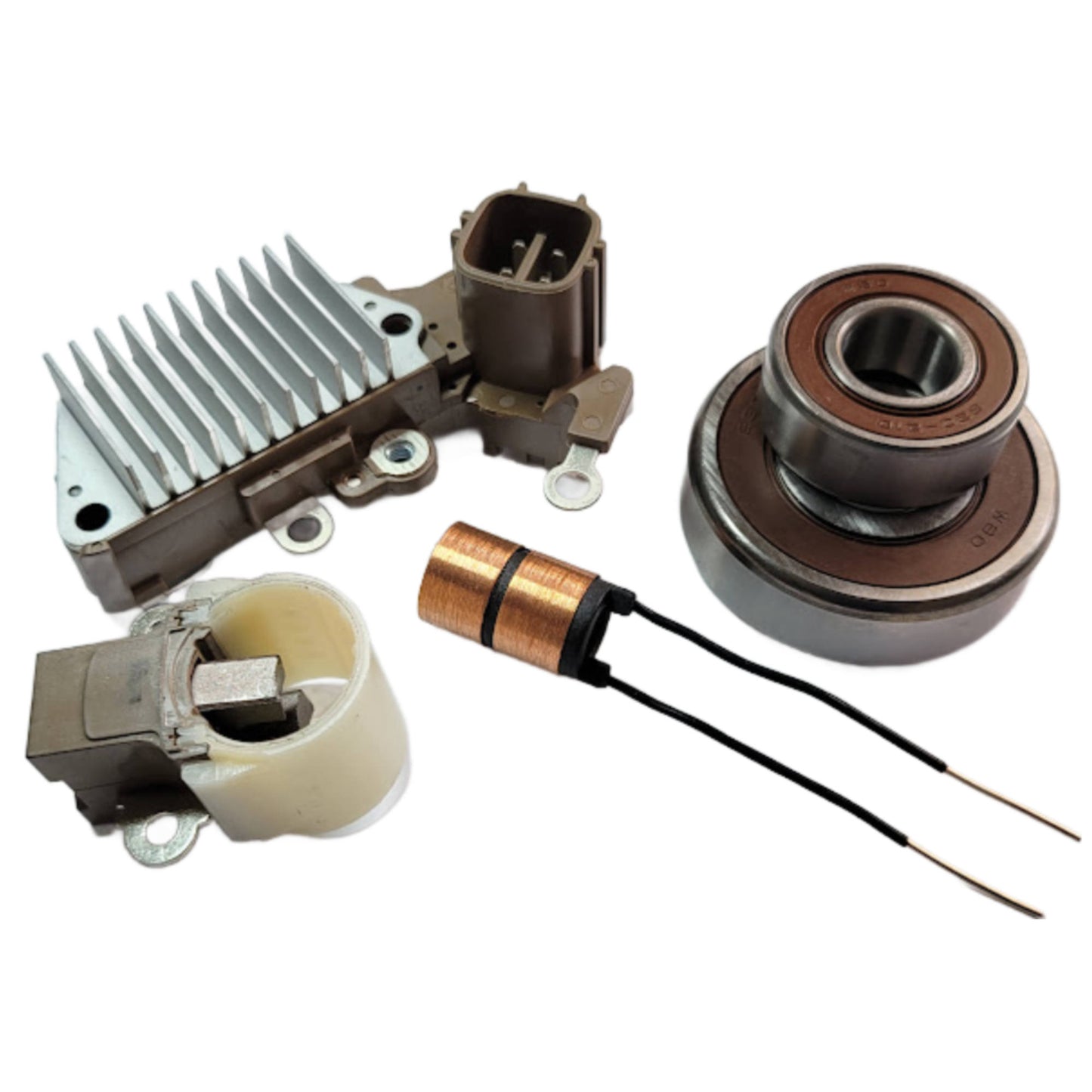 Alternator Regulator Brush Slipring Rebuild Kit 1998-2002 Accord 4 Cylinder - Denso 101211-7850, 101211-7851, 101211-9250, 101211-9310, 101211-9330, 101211-9810, 101211-9860, 101211-9970, 101211-9990, 102211-0680, 102211-0681, 102211-0690, 102211-0691, 102211-1010, 102211-1020, 102211-1021, 102211-1260, 102211-1270, 102211-1330, 102211-1331, 102211-1760, 102211-1770, 102211-2670, 102211-2680, 102211-2870 - IN445RK-A