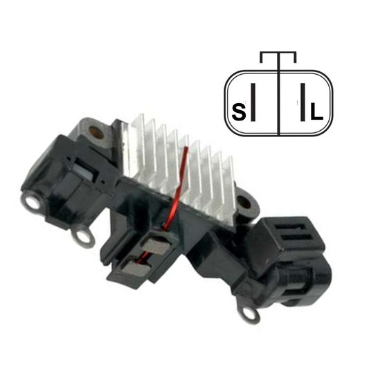 Alternator Voltage Regulator with Brushes for Nissan with Hitachi S-L Terminal LR1100-709, LR1100-709B, LR1100-709BR, LR1100-723,  LR1100-724, LR165-714, LR170-757B, LR170-765, LR180-756, LR180-762, LR180-768, LR190-737F, LR190-747, LR190-752