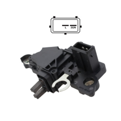 Voltage Regulator with Brushes for BMW, 12 Volt, L-IG, 2 Terminal - IB251