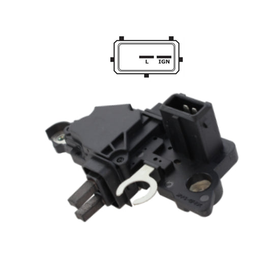 Voltage Regulator with Brushes for BMW, 12 Volt, L-IG, 2 Terminal - IB251