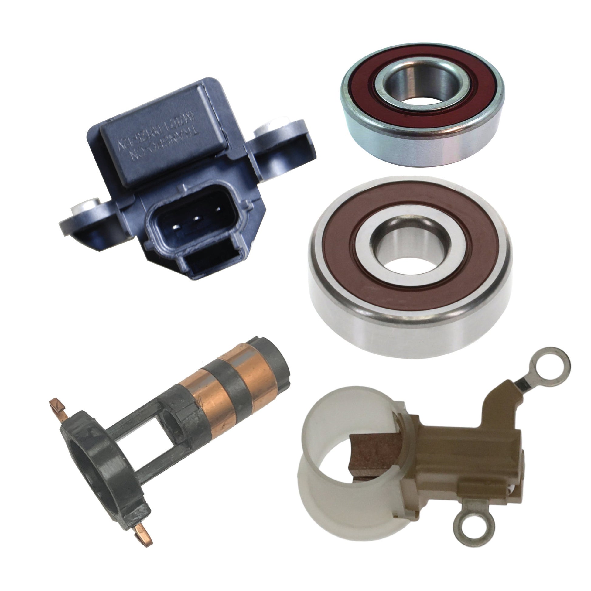 Mitsubishi 210A Alternator Repair Kit with IN7571 COM Regulator & Bearings - Fits Ford & Lincoln 2.7L / 3.0L (Lester 11926) 