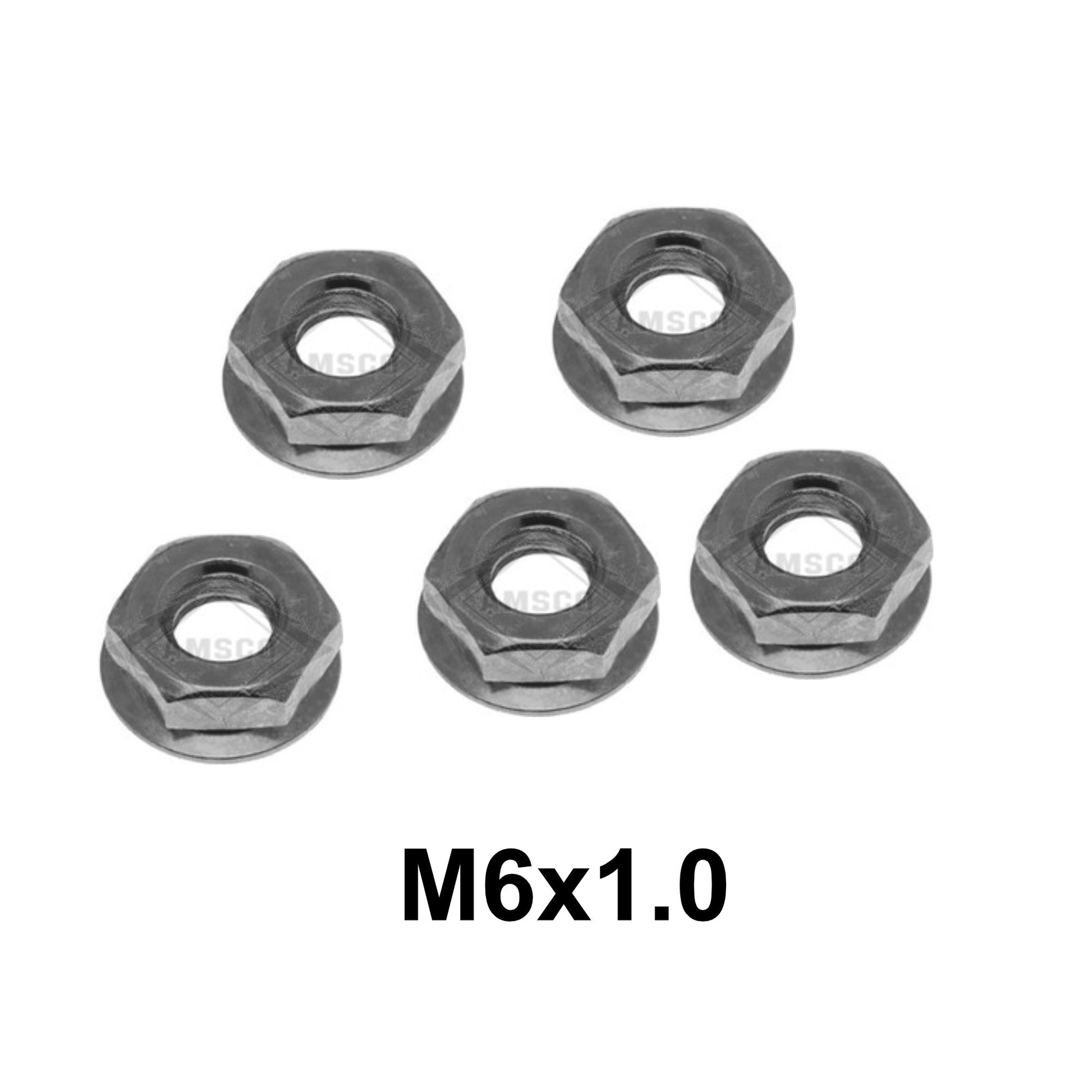 Nut M6 x 1.0 x 10mm Hex x 3mm Tall, QTY 5, for B+ Battery Terminal, Attached conical washer - 85-2309x5