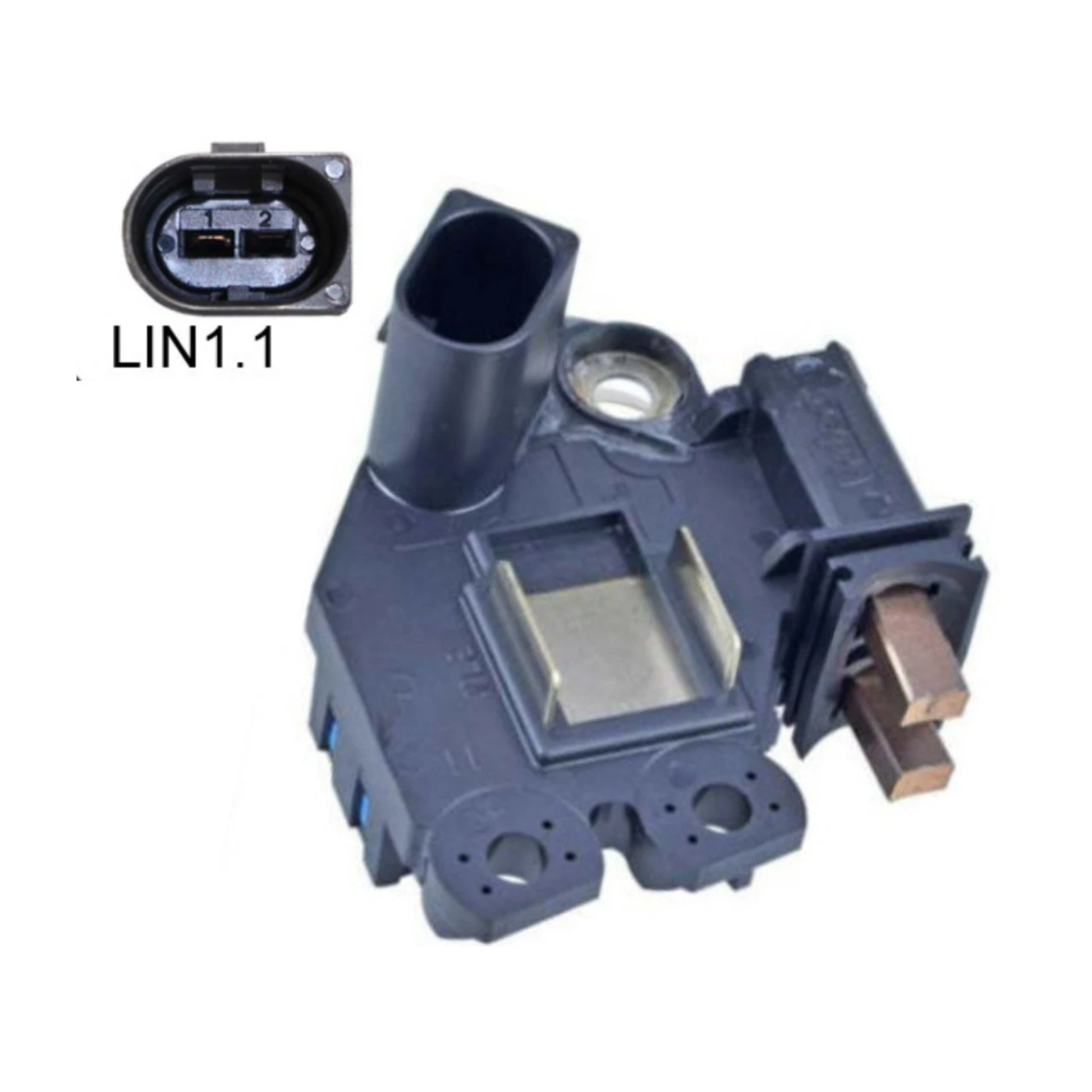 OEM Valeo Voltage Regulator with Brushes LIN Terminals, Replacing Audi 059903803N, Valeo 599237 for FG20S011, FG20S014, FG20S015, FG20S016, FG20S017, FG20S018, FG20S019, FG20S022, FG20S027, FG20S027SV, FG20S028, FG20S028SV, FGN20S011, FGN20S011, FGN20S014, FGN20S015, FGN20S016, FGN20S016, FGN20S017, FGN20S018, FGN20S019, FGN20S019, FGN20S022, FGN20S022, FGN20S036, FGN20S037, TG17C074