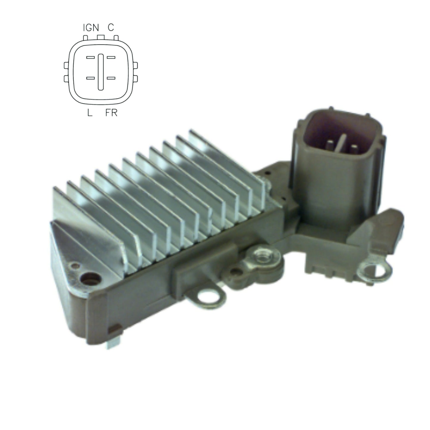 Voltage Regulator Acura Honda, 4 Terminal C-FR-IG-L -  Denso 126000-2090, 126000-2160, 126000-2170, 126000-2470, 126000-2610, 126000-3030, Honda 31150-P2T-003, 31150-P2T-0030, 31150-PEA-A01, 31150-PRB-003, 31150-PV4-0030, Marelli 940038097 :: Other: 80904424, 80904445, 230-52089, VRH2005-40, GNR-N021, 216-053, T7445, W085-174, ND-521HD - IN445
