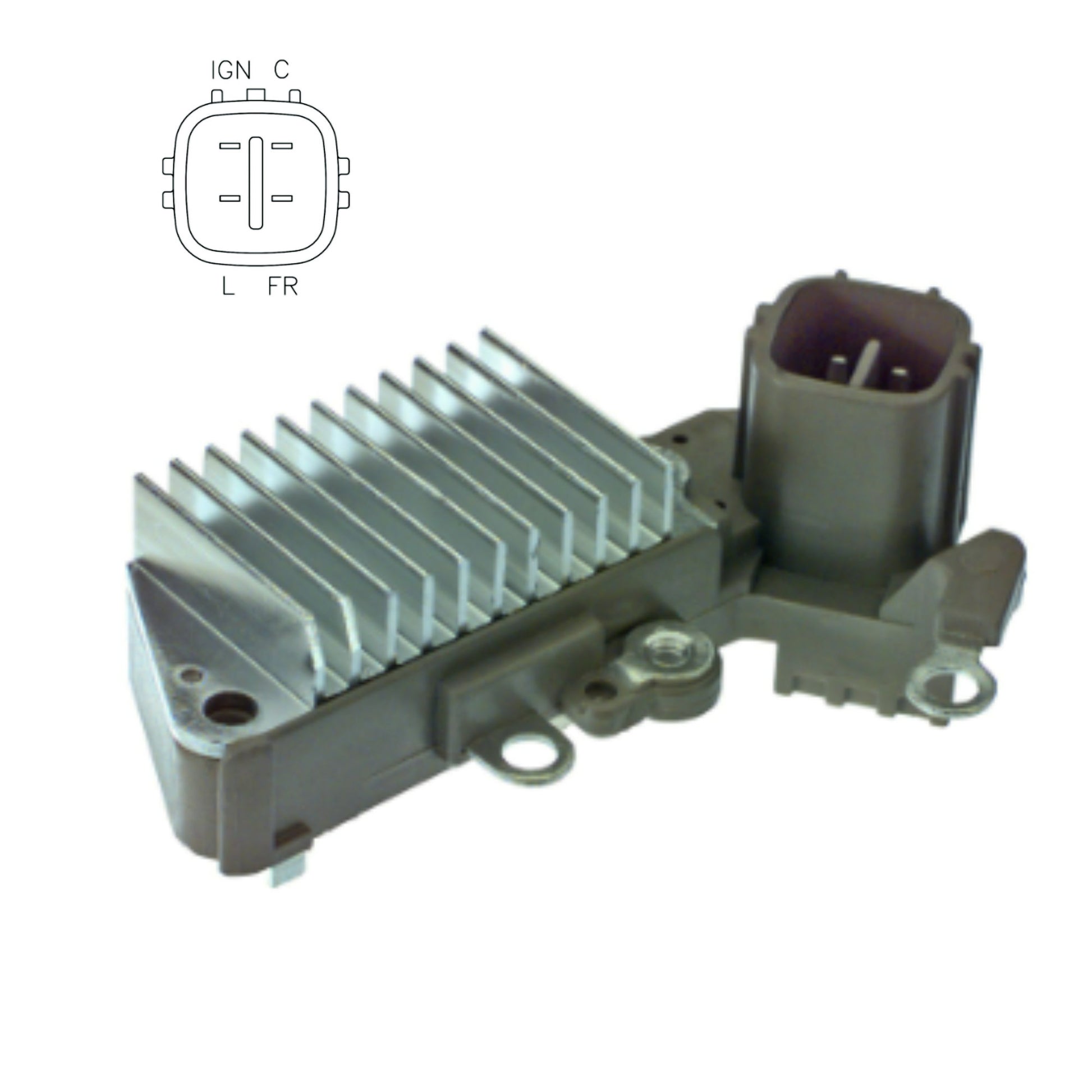 Voltage Regulator Acura Honda, 4 Terminal C-FR-IG-L -  Denso 126000-2090, 126000-2160, 126000-2170, 126000-2470, 126000-2610, 126000-3030, Honda 31150-P2T-003, 31150-P2T-0030, 31150-PEA-A01, 31150-PRB-003, 31150-PV4-0030, Marelli 940038097 :: Other: 80904424, 80904445, 230-52089, VRH2005-40, GNR-N021, 216-053, T7445, W085-174, ND-521HD - IN445
