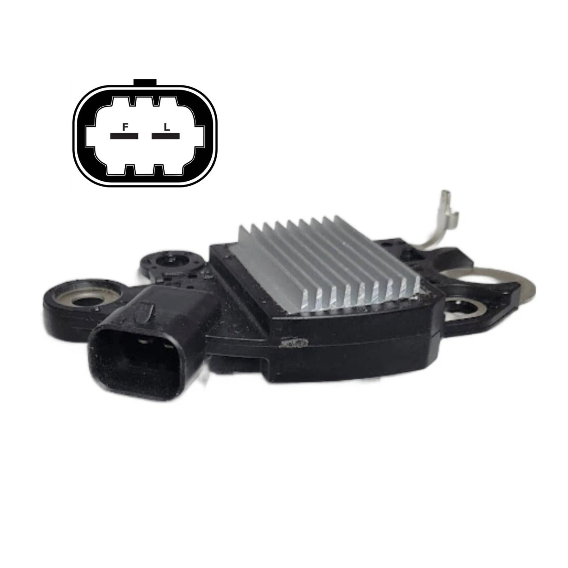 Voltage Regulator 12 Volt F-L 2 terminal - D3587  For Delco  10392759, 15093928, 15093929, 15200268, 15225928, 15263858, 15857608, 15857609, 15905871, 15905872, 25869451, 25877026, 8400078, 8400105, 8400207, 8400226; GM 10392759, 15093928, 15093929, 15225928, 15263858, 15857608, 15857609, 15905871, 15905872, 15905874, 20881337, 20989651, 22781127, 25869451, 25877026, 25968616, 88878264