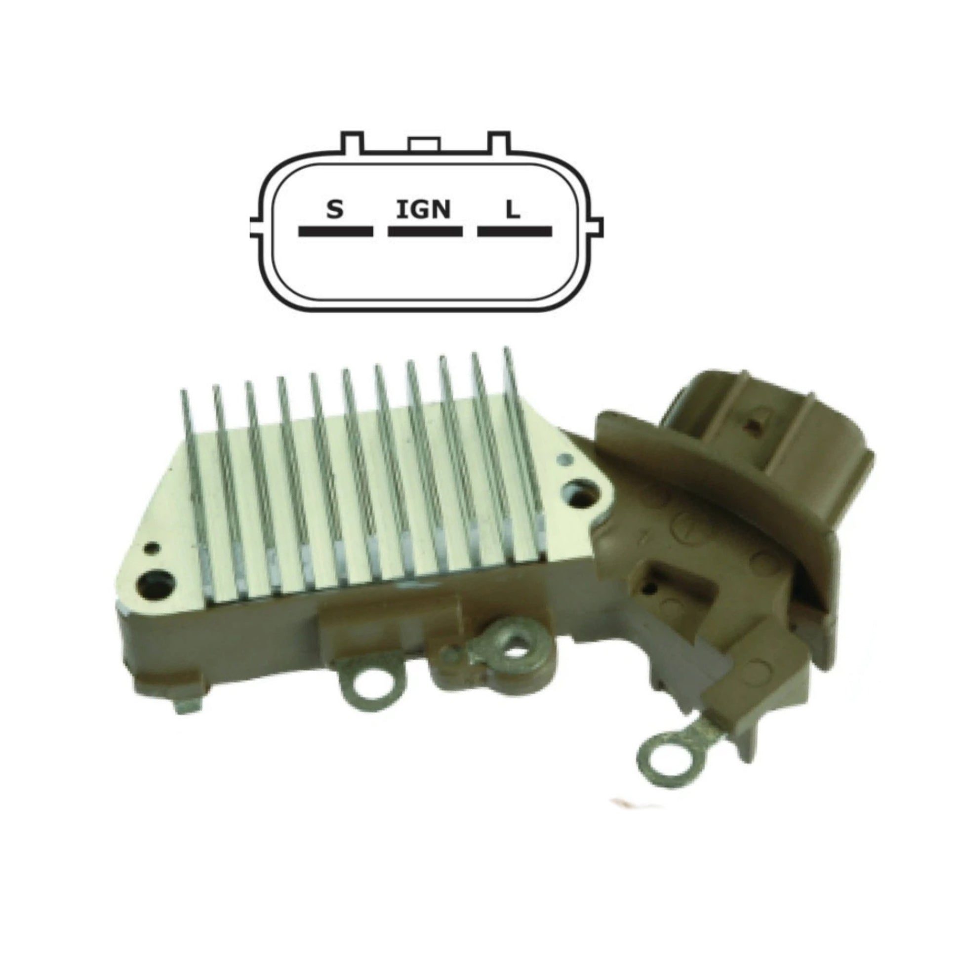 Voltage Regulator for Toyota Lexus S-IG-L, Oval, 3 Terminal Denso 101211-2690, 101211-5450, 101211-5560, 101211-5620, 101211-5710, 101211-7020, 101211-7070, 101211-7071, 101211-7090, 101211-7091, 101211-7120, 101211-7170, 101211-7240, 101211-7370, 101211-7400, 101211-7450, 101211-7520, 101211-7670, 101211-7750, 101211-7800, 101211-7840, 101211-9060, 101211-9100, 101211-9160, 101211-9350, 101211-9410, 101211-9600, 101211-9710, 101211-9711, 101211-9780, 102211-0590, 102211-0650, 102211-0730, 102211-077- IN441