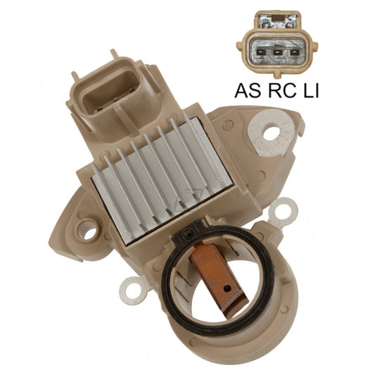 Voltage Regulator with Brushes, 13.5 Voltage Set Point, 3 Terminal: LI, RC, AS, A-Circuit, For Mitsubishi  // Replaces OEM: Mitsubishi 696, 6963X25T, 6964522H, 6964806C, other 8003-3177, 800-3148, T52011, W085-382, 230-48166, VRH2009-212, GNR-M108, MT-1589, 196-113, 1J-60592, 1J-60594, IM631