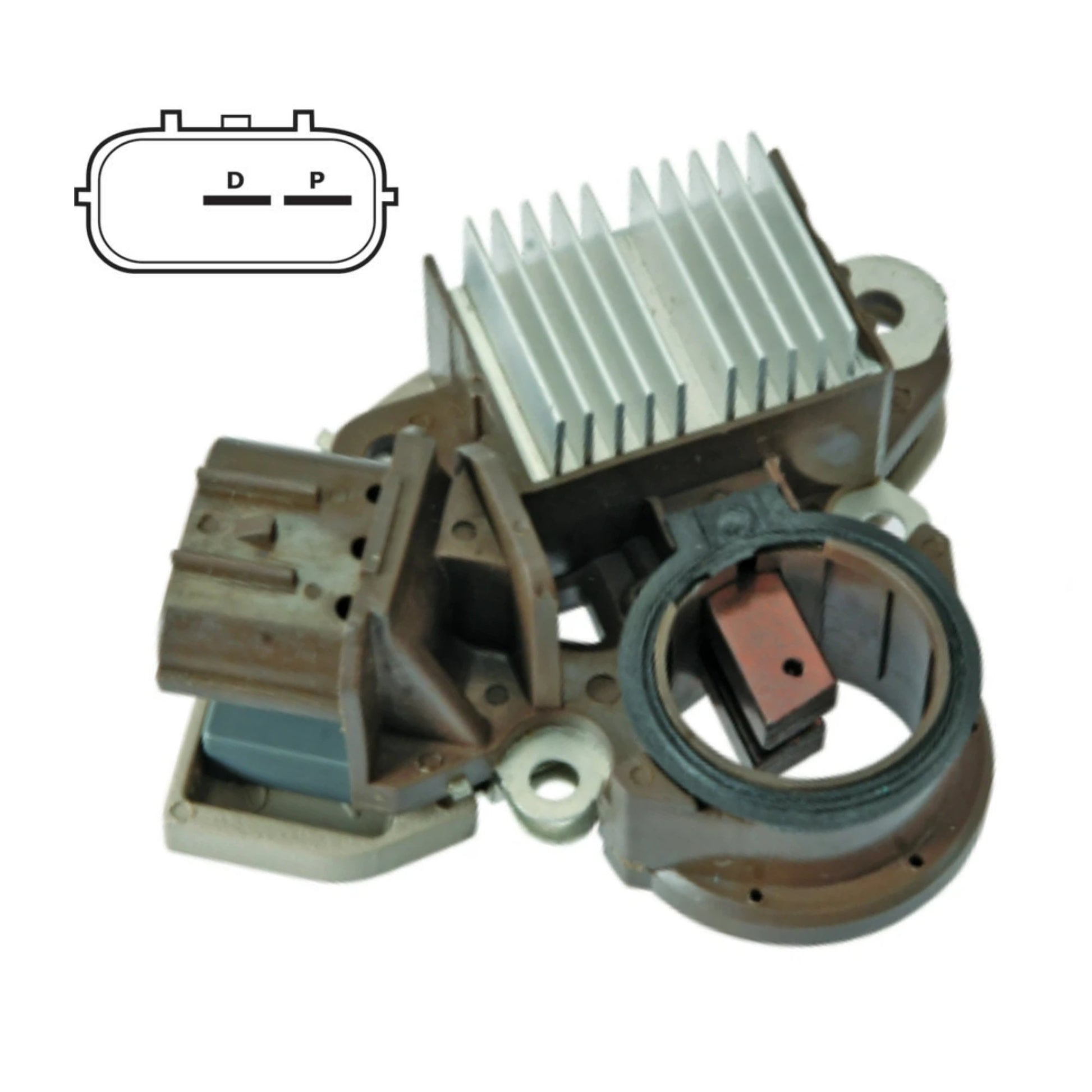 Voltage Regulator with Brushes 3 Pin N/C-D-P for Mazda Replacing A866X50572 - 80033106 IM505 for A2TJ0391, A2TJ0391A, A2TJ0391B, A2TJ0391C, A2TJ0391ZC, A2TJ0681, A2TJ0681A, A2TJ0791, A2TJ0991A, A2TJ0991B, A2TJ1591, A3TJ0191, A3TJ0191A, A3TJ0191ZC, A3TJ0291, A3TJ0291A, A3TJ0291ZC, A3TJ1091, A3TJ1181, A3TJ1181A, A3TJ1181B, A3TJ1191, A3TJ1191A, A5TJ0591, A5TJ0591ZX,