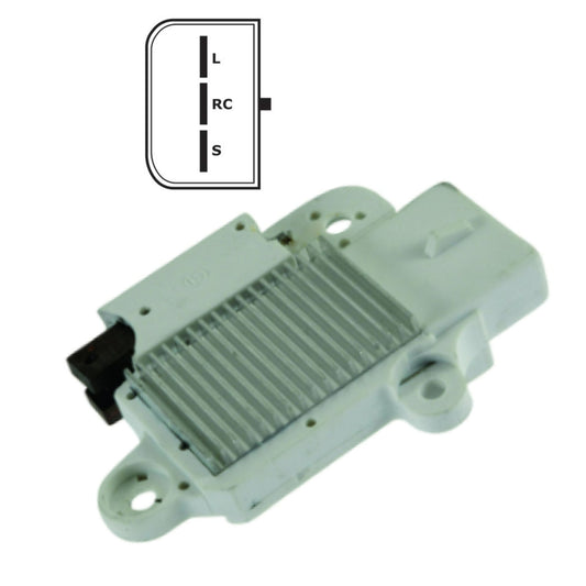 Voltage Regulator with Brushes 3 Terminal, LI-RC-AS, 12 Volt, Ford 4G 8050518AB - F797
