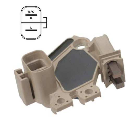 Voltage Regulator with Brushes Accent Bobcat Rio Sportage.. with 90 Amp Valeo - Replaces: Hyundai 37370-22650, Valeo 2607089, 2655132, N0002655132 Other 80084035, 230-40105, 2455023, VRPR5023, GNR-V001H, W082-49 266-027 