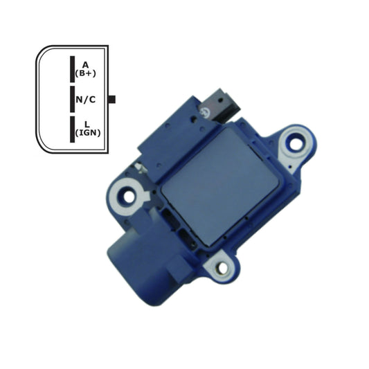 Voltage Regulator with Brushes for 4G Ford,  I-D-A, 3 Terminal - F798 for 1L2U-AA, 1L2U-AB, 1L3T-AB, 3R3U-AA, 4G7U-AA, 6C2T-EB, F6LU-CA, F6LU-CB, F6LU-CC, F6LU-CD, F6ZU-BB, F6ZU-BC, F6ZU-BE, F6ZU-BG, F77U-AB, F77U-AC, XL2U-AA, XL3U-AA, XL3U-AB, YR3U-AA; Visteon 4N, 9J, BF, BG, BG, BK, BQ, R31