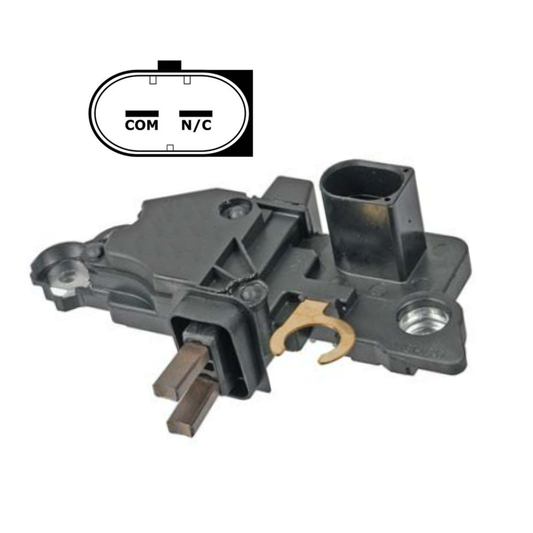 Voltage Regulator with Brushes - Specifications: 12 Volt, for BMW with Bosch, BSS, Replaces BMW 12317515319, Bosch F00M145280, F00M145679, F00MA45219, Other 176-048, GNR-B201, 09139, T92142, W080-48, 80201195, 230-24128, VRB280 - IB5219