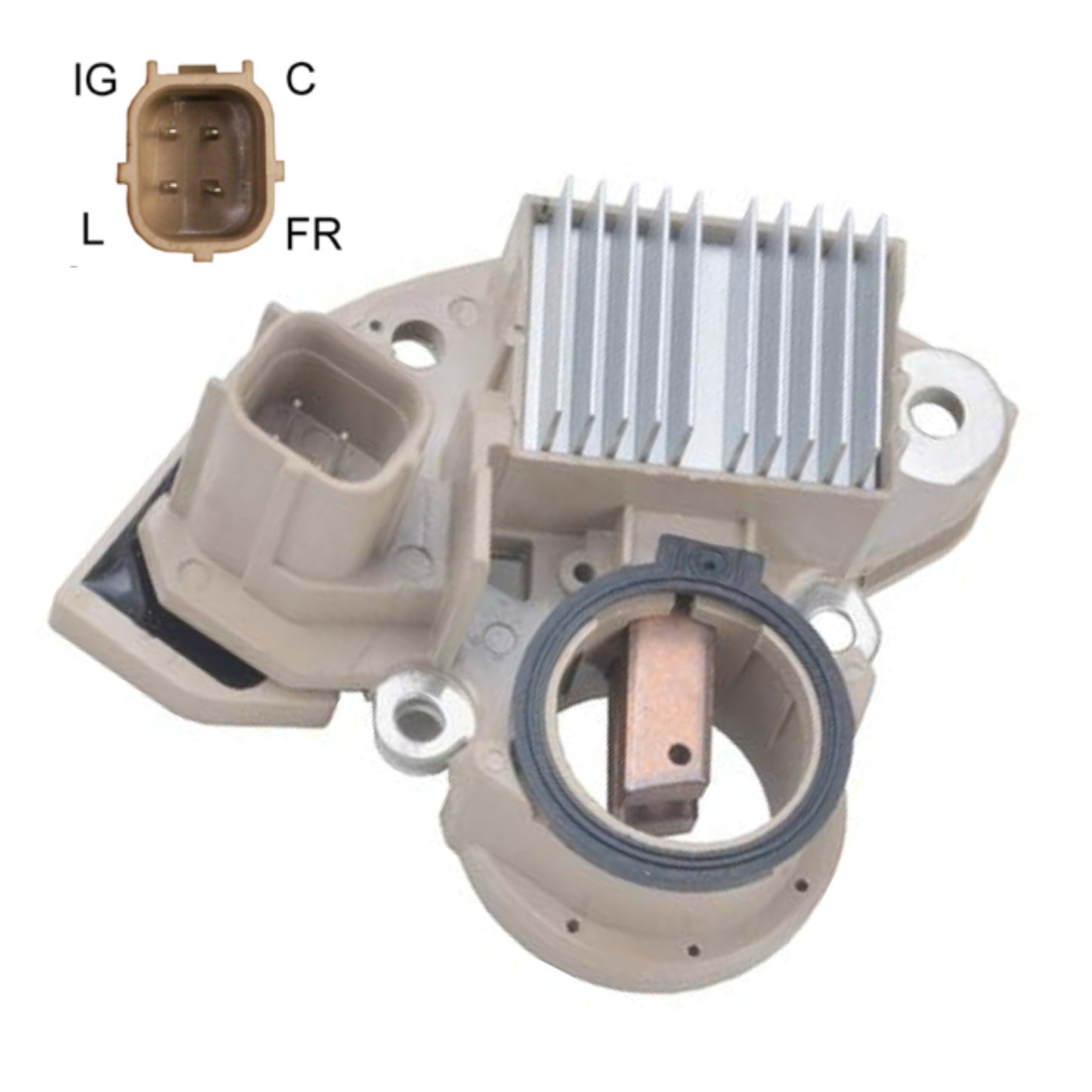 Voltage Regulator with Brushes for Honda Fit Honda 31100-RB0-004, 31100-RB0-0041, 31100-RB0-004RM, 31100-RB0-041, 31100-RB0A-0243, AHGA77; Mitsubishi A005TJ0091, A5TJ0091ZD // C-IG-L-FR // 80033126 - IM569